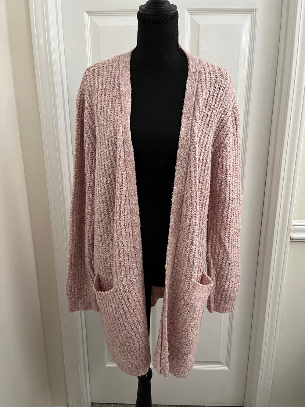 BB Dakota by Steve Madden Blush Pink Open-Front Chenille Cardigan
